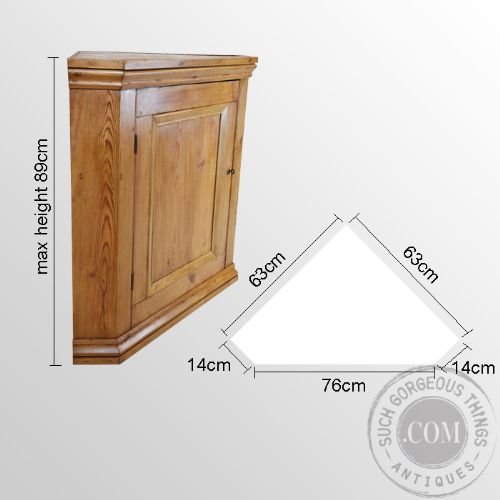 fig 1. Antique Large Corner Cabinet Wall or Floor Cupboard Victorian Pine c1870