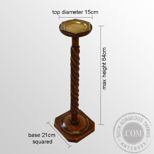 fig 1. Antique Oak Torchere Smokers Plant Lamp Candle Vase Pot Stand c1890