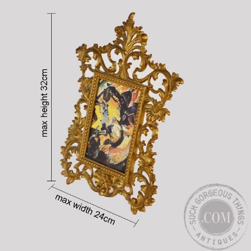 fig 1. Antique Victorian Original Art Nouveau Picture Frame Cast Gilt Metal c1900