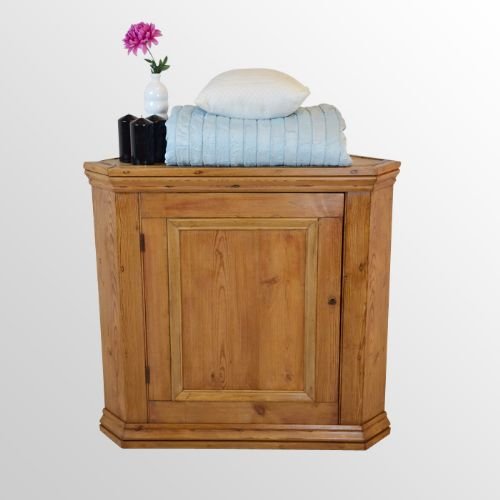 Antique Large Corner Cabinet Wall or Floor Cupboard Victorian Pine C1870