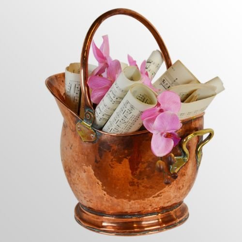 Antique Log Bucket Coal Helmet Fire Scuttle Copper Bin Victorian English C1890