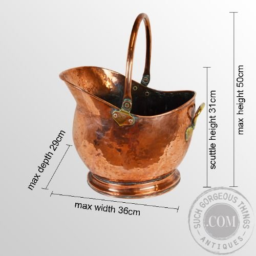 fig 1. Antique Log Bucket Coal Helmet Fire Scuttle Copper Bin Victorian English c1890