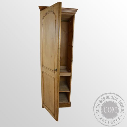 fig 2. Antique Victorian Pine Single Wardrobe Cabinet Tall Cupboard Closet c1880