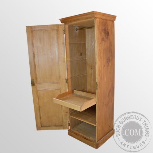fig 3. Antique Victorian Pine Single Wardrobe Cabinet Tall Cupboard Closet c1880