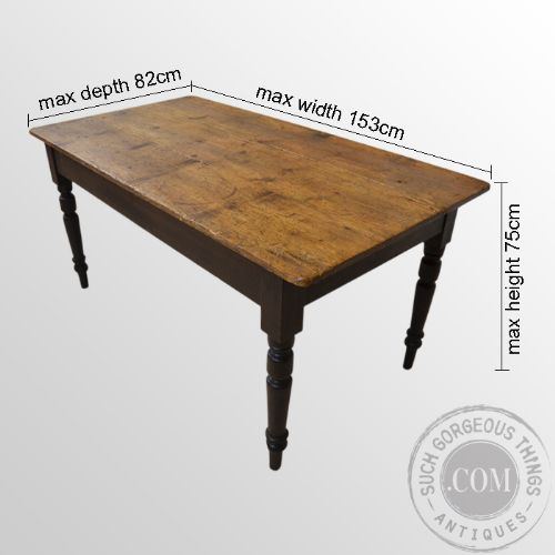 fig 1. Antique Victorian Pine Kitchen Dining Table Original Seats 6 Six c1850