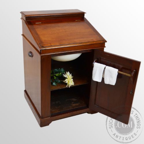 fig 3. Antique Cabinet Campaign Washroom Sink Unit Victorian Bathroom Hand Basin c1870