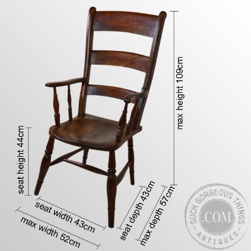 fig 1. Antique Irish Windsor Elbow Chair Country Kitchen Armchair Bar-Back c1880