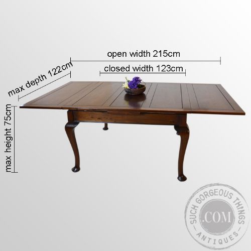 fig 1. Antique Extending Draw Leaf Kitchen Dining Table Seats 4 - 8 Mahogany c1920