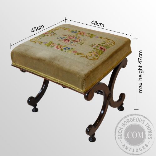 fig 1. Antique Regency X-Frame Dressing Stool Footstool Upholstered Hall Seat c1820