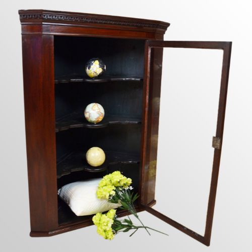 Antique Corner Cupboard Glazed Wall Display Cabinet English Georgian C1800