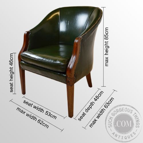 fig 1. Fine Antique Leather Chair Desk Study Club Armchair Edwardian English c1910
