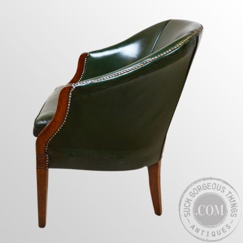fig 2. Fine Antique Leather Chair Desk Study Club Armchair Edwardian English c1910