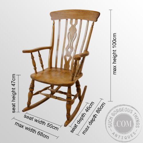 fig 1. Antique Rocking Windsor High Back Chair Country Beech Kitchen Armchair c1900