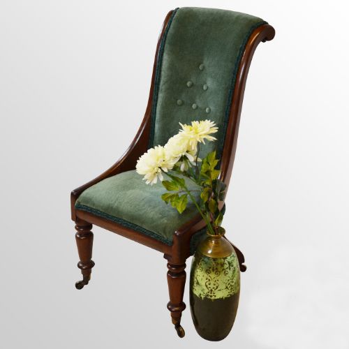 Antique Chair Side Bedroom Hall Salon Nursing Mahogany Frame C1880