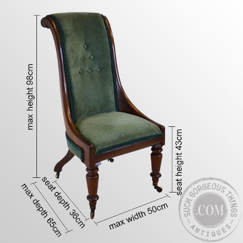 fig 1. Antique Chair Side Bedroom Hall Salon Nursing Mahogany Frame c1880