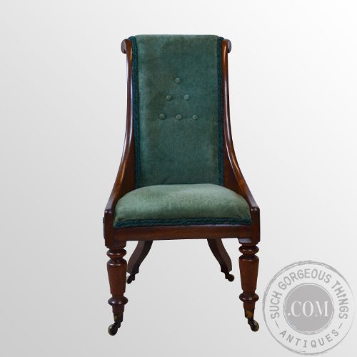 fig 2. Antique Chair Side Bedroom Hall Salon Nursing Mahogany Frame c1880