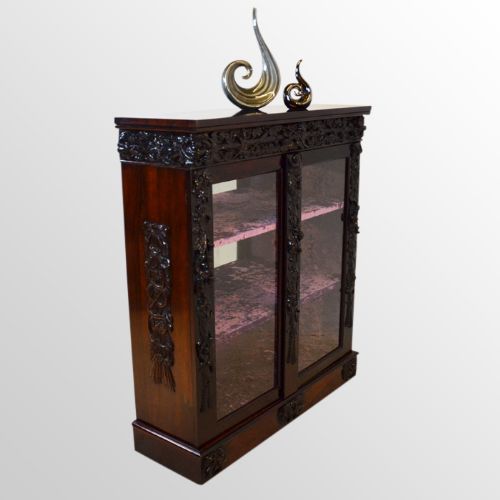 Antique Rosewood Glazed Bookcase Display Cabinet Mirror Back Late Regency C1830