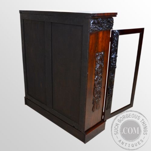 fig 3. Antique Rosewood Glazed Bookcase Display Cabinet Mirror Back Late Regency c1830