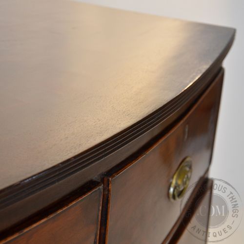 fig 3. Antique Bow Fronted Chest of Five Drawers English Regency Flame Mahogany c1820