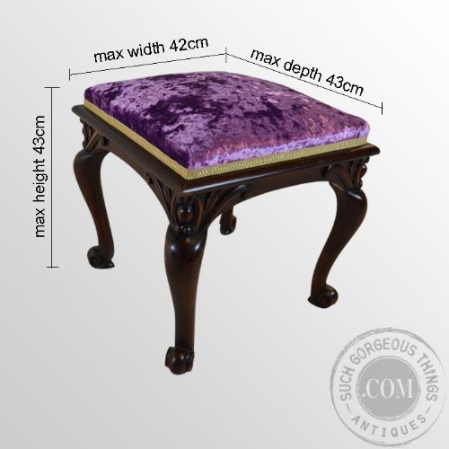 fig 1. Antique Regency Dressing Stool Footstool Upholstered Seat Cabriole Leg c1830