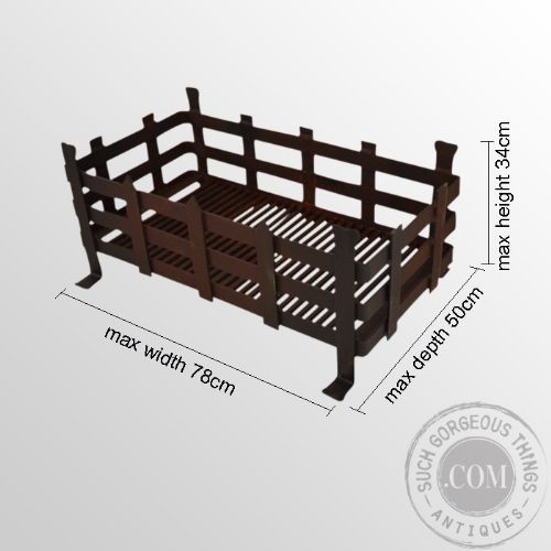 fig 1. Antique Fire Grate Wrought Iron Log & Coal Basket Deep Large Free-standing c1900