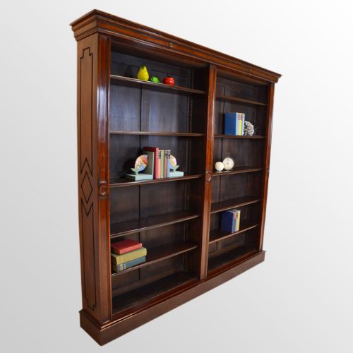 Fine Antique Large Open Bookcase Display Library Cabinet English Victorian C1850
