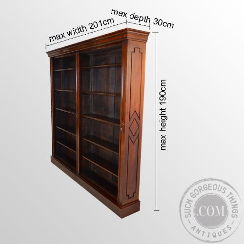 fig 1. Fine Antique Large Open Bookcase Display Library Cabinet English Victorian c1850