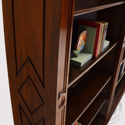 fig 2. Fine Antique Large Open Bookcase Display Library Cabinet English Victorian c1850