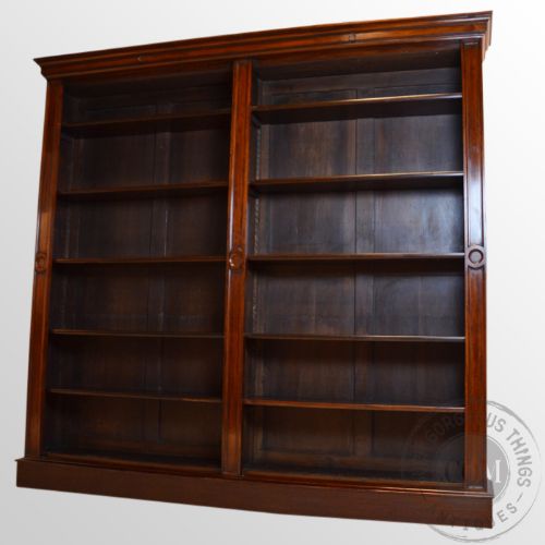 fig 3. Fine Antique Large Open Bookcase Display Library Cabinet English Victorian c1850