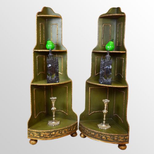 Pair of Open Bookcases Corner Shelf Units Art Deco Period French Display Stands