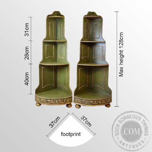 fig 1. Pair of Open Bookcases Corner Shelf Units Art Deco Period French Display Stands