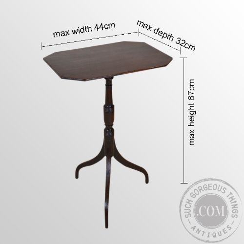 fig 1. Fine Antique English Georgian Tripod Table Wine Lamp Side Small Octagonal c1800