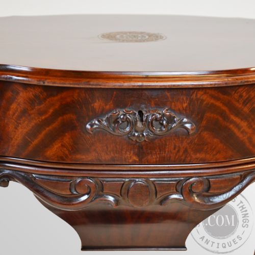 fig 2. Fine Antique Ladies Mahogany Sewing Work Table Needlework Box Victorian c1850