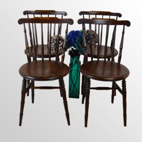 Antique Windsor Country Stick Kitchen Dining Chairs Set of 4 Four C1900