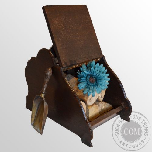 fig 2. Fine Antique Oak Coal Box Fireside Victorian Log Bin Purdonium Scuttle - c1850