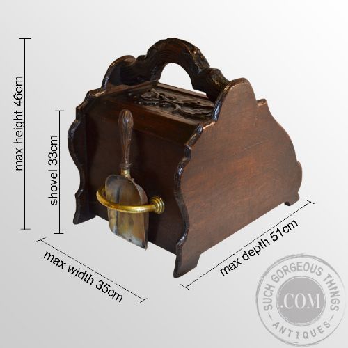 fig 1. Fine Antique Oak Coal Box Fireside Victorian Log Bin Purdonium Scuttle - c1850
