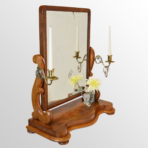 Antique Dressing Vanity Swing Bedroom Cosmetic Mirror with Candle Sconces C1850