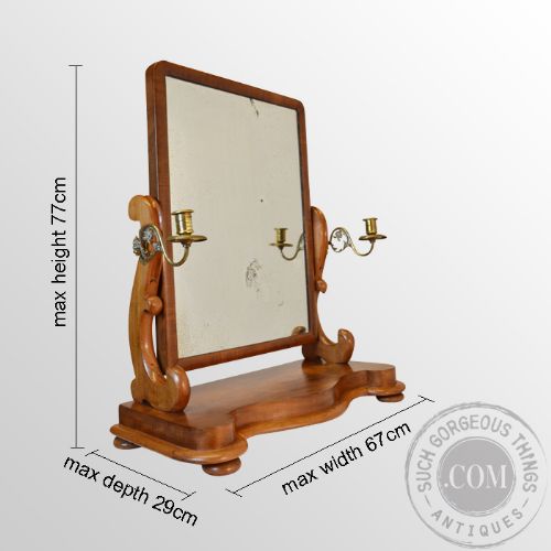 fig 1. Antique Dressing Vanity Swing Bedroom Cosmetic Mirror With Candle Sconces c1850