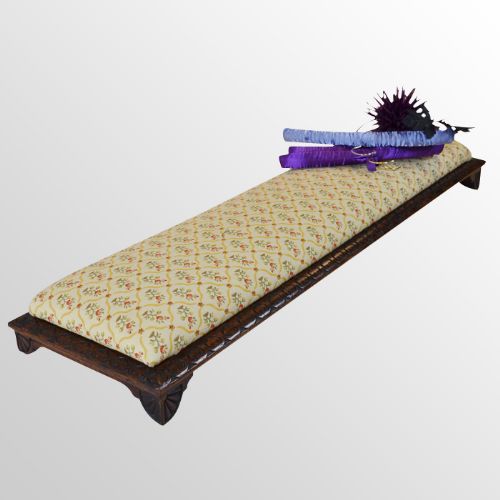 Antique Walnut Long Low Stool Gout Footstool Upholstered Seat Fleur De Lis C1870