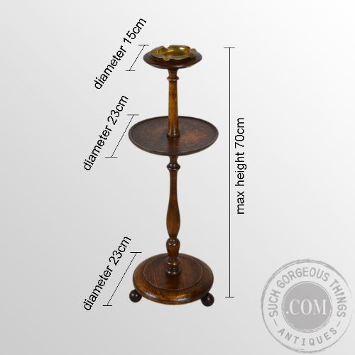 fig 1. Antique Oak Torchere Smokers Plant Lamp Candle Vase Pot Stand c1900