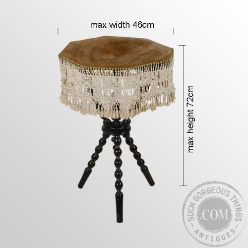 fig 1. Antique Gypsy Wine Lamp Side Occasional Round Tripod Tarot Table - c1870