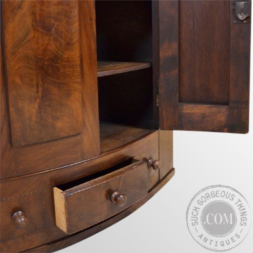 fig 2. Antique Bow Front Corner Cabinet Wall Cupboard With Drawer Victorian c1880