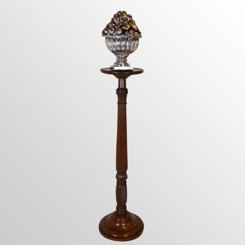 Antique Torchere Stand Tripod Plant Lamp Base English Victorian Mahogany C1870