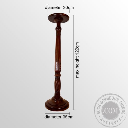 fig 1. Antique Torchere Stand Tripod Plant Lamp Base English Victorian Mahogany c1870
