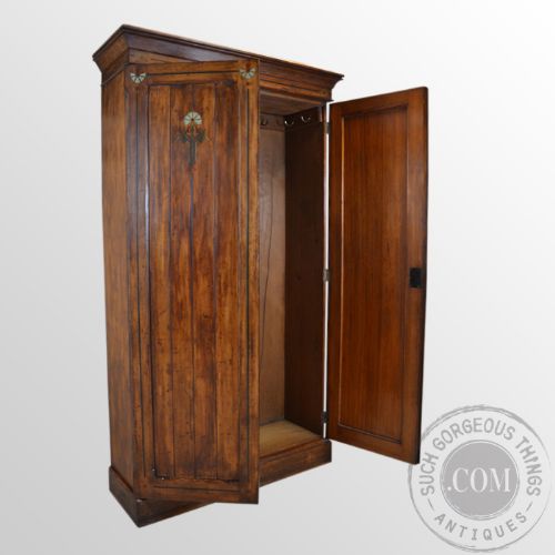 fig 3. Antique Hall Wardrobe Lobby Cupboard Cloak Cabinet Victorian Pitch Pine c1900