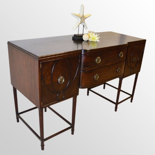 Antique Sideboard Dresser Maple & Co Breakfront Bow Buffet Cabinet C1910