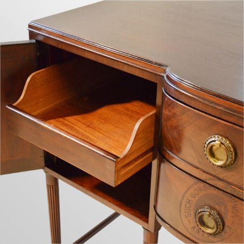 fig 3. Antique Sideboard Dresser Maple & Co Breakfront Bow Buffet Cabinet c1910