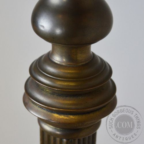 fig 2. Antique Pair Brass Torchere Plant Lamp Tripod Stand English Regency c1830