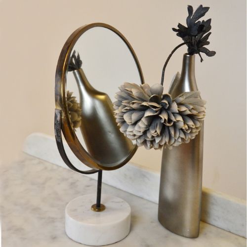 Art Deco Dressing Vanity Shaving Swing Cosmetic Vintage Mirror Marble Base C1930