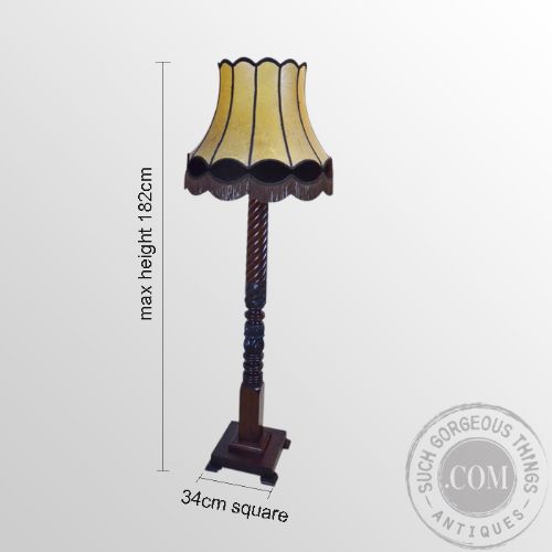 fig 1. Antique Standard Lamp & Stunning Shade Quality Tall Floor Light Re-Wired c1900